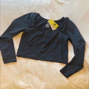 All in Motion Navy Sparkly Cropped Long Sleeve Activewear Top